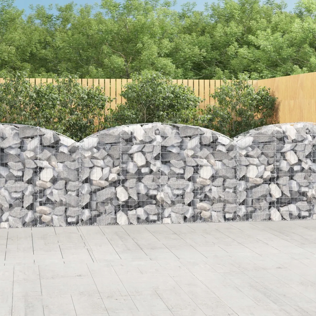 Klenutý gabionový koš 200 x 50 x 100/120 cm pozinkované železo Stříbrná 153