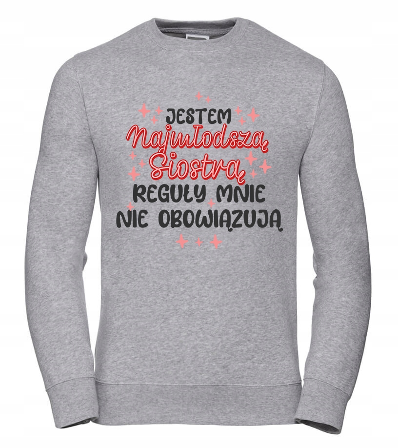 Dámská Mikina Jsem nejmladší sestra, velikost Xs, šedá