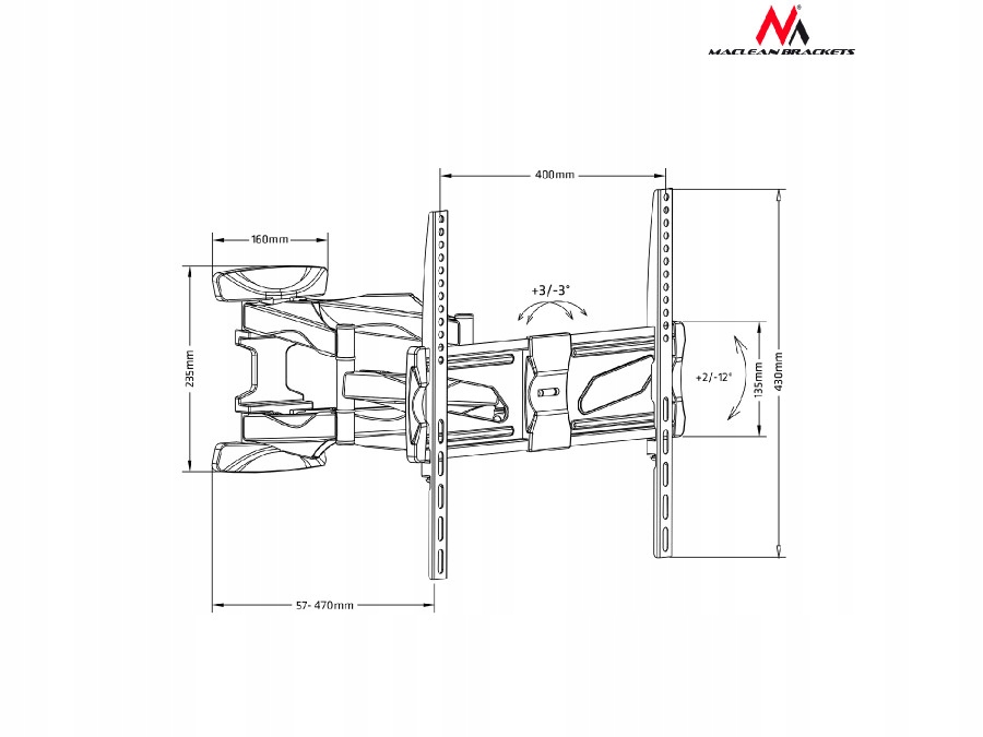 OBROTOWY UCHWYT DO TELEWIZORA TV WIESZAK LED LCD Model MC-781