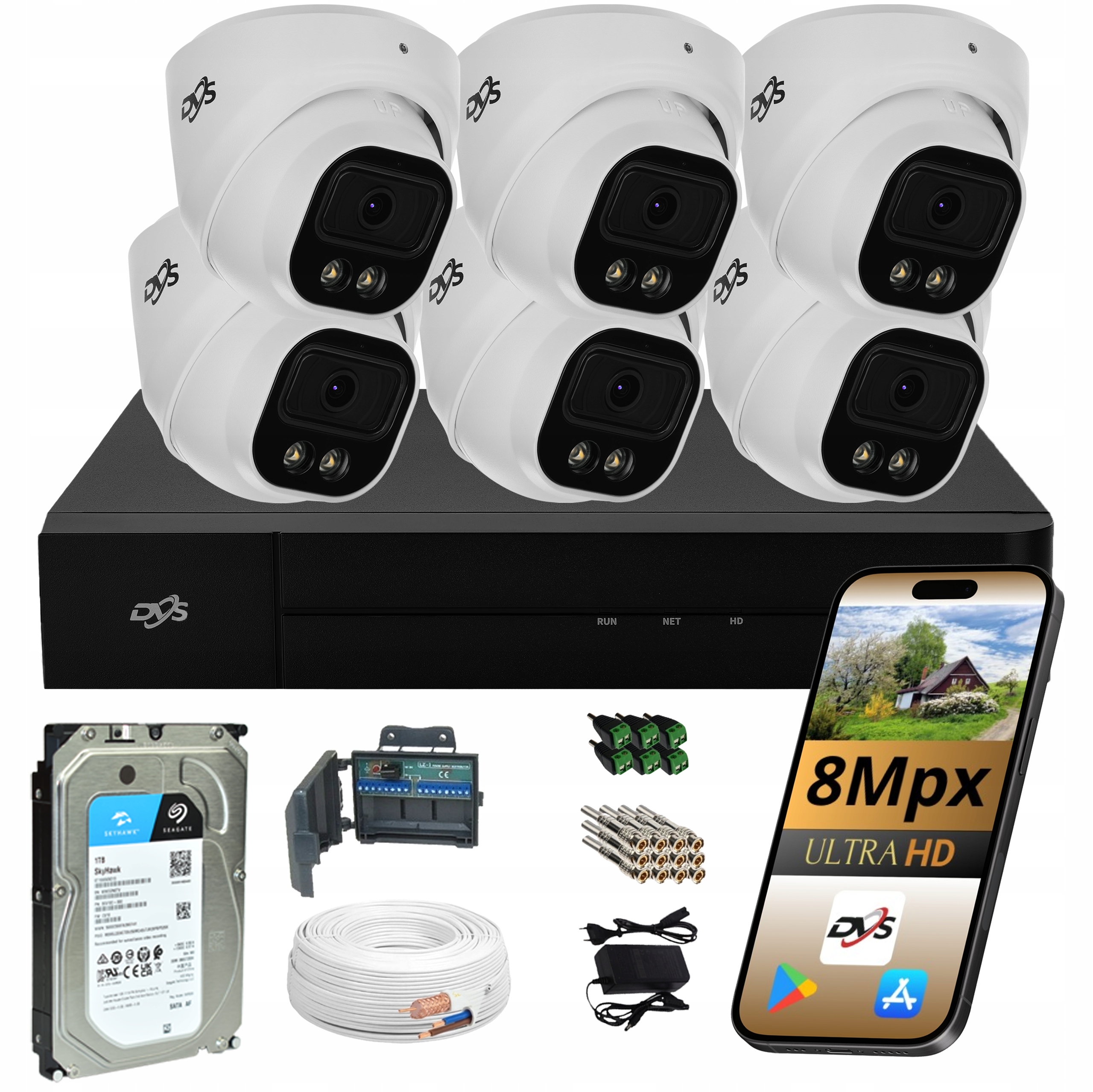 Venkovní Sada Kamer Pro Monitorování 6 Analogových Kamer Dual Light 8Mpx