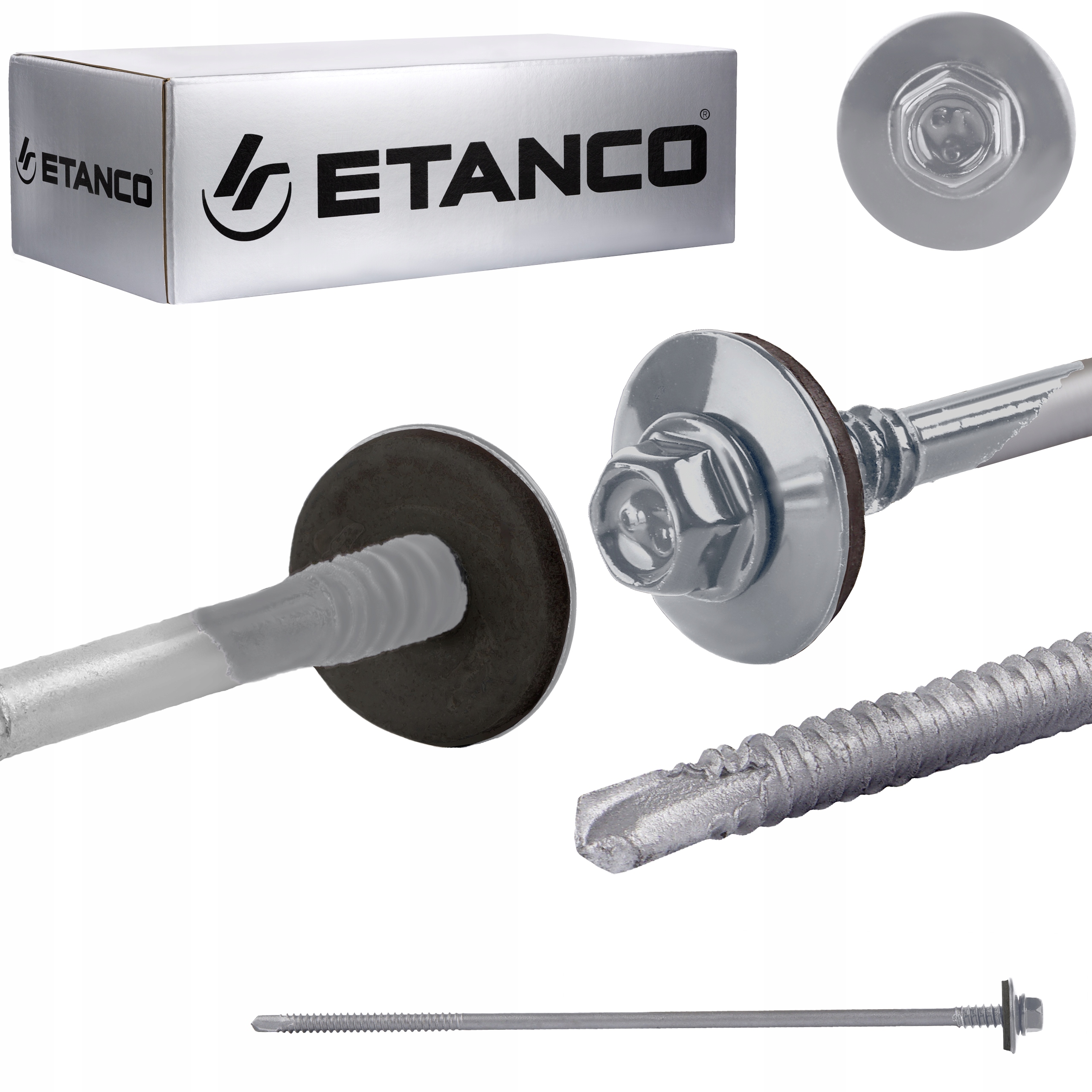 Wkręty do płyty warstwowej 175 mm Ral 9006 100 szt. do metalu Etanco GTR6