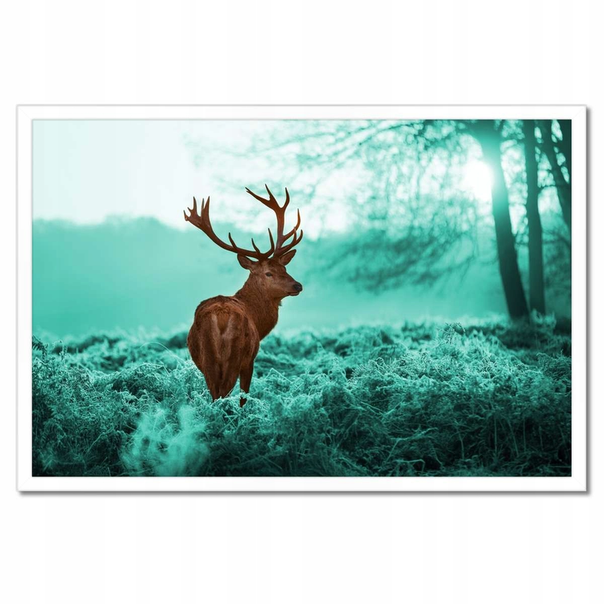Plakáty v rámu 60x40 Jelen v tyrkysovém lese