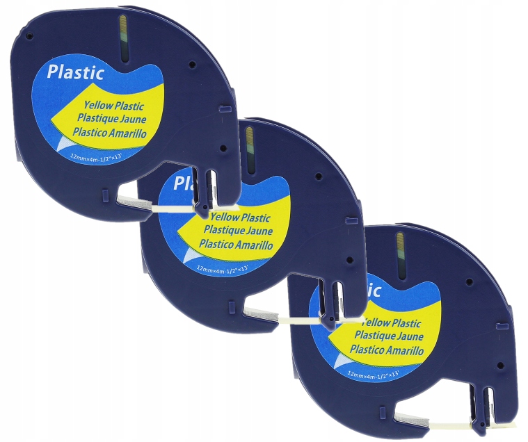 

3x Taśma do Dymo LetraTag 12mmx4m żółta 59423 plas