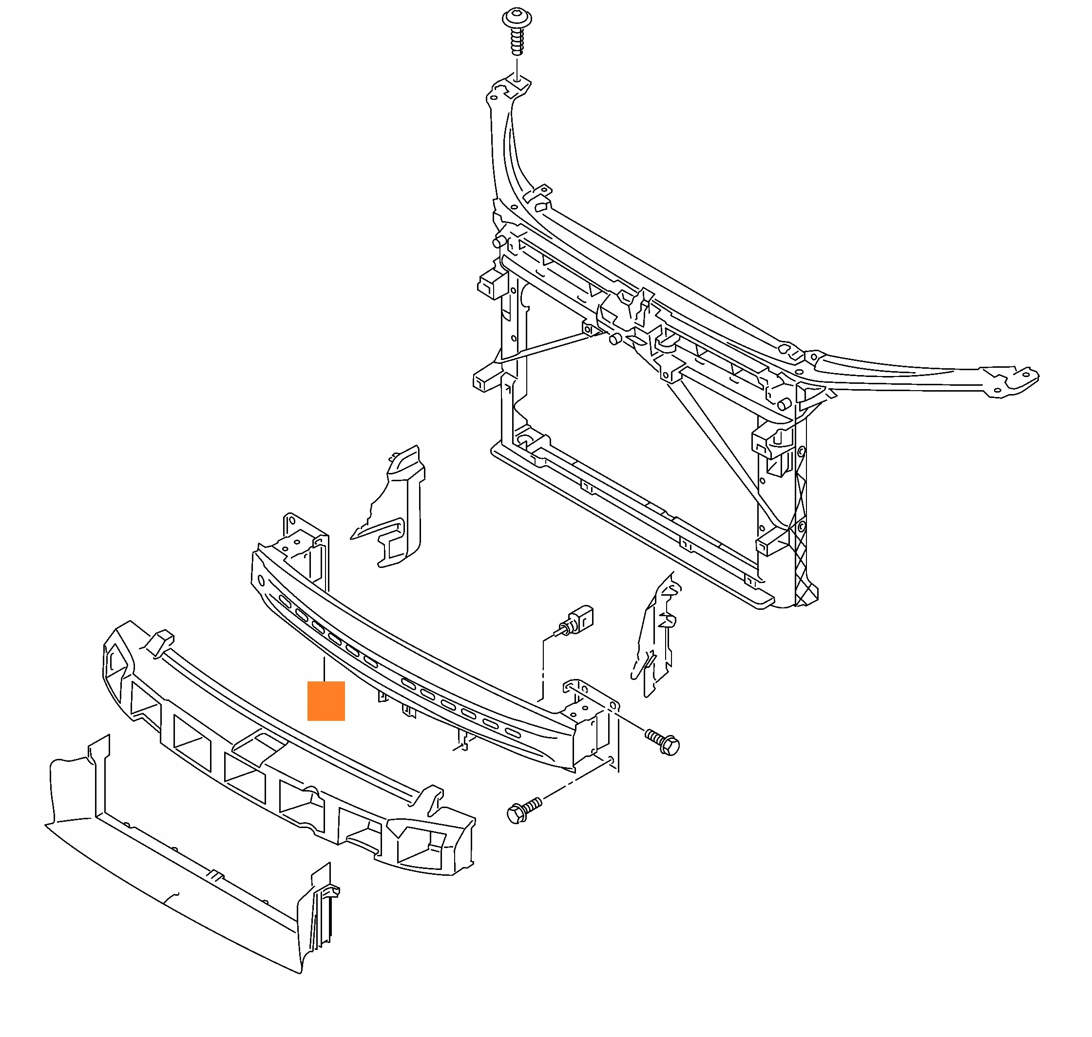 MOCOWANIE ZDERZAKA BELKA PRZÓD OCTAVIA III 13-17 Strona zabudowy przód