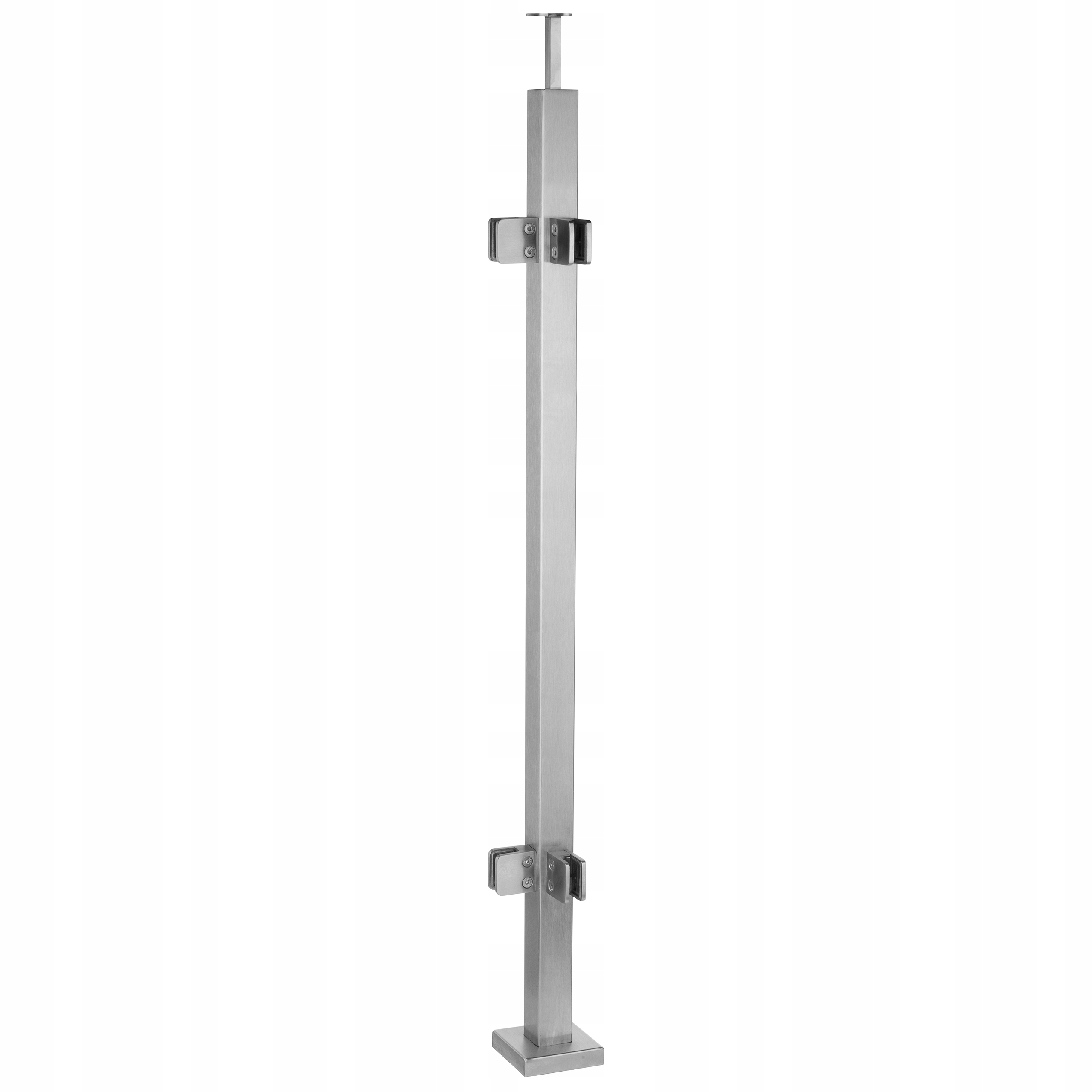 Rohový sloupek pro skleněné zábradlí 110 cm Satén 40x40 mm 4 držáky na sklo