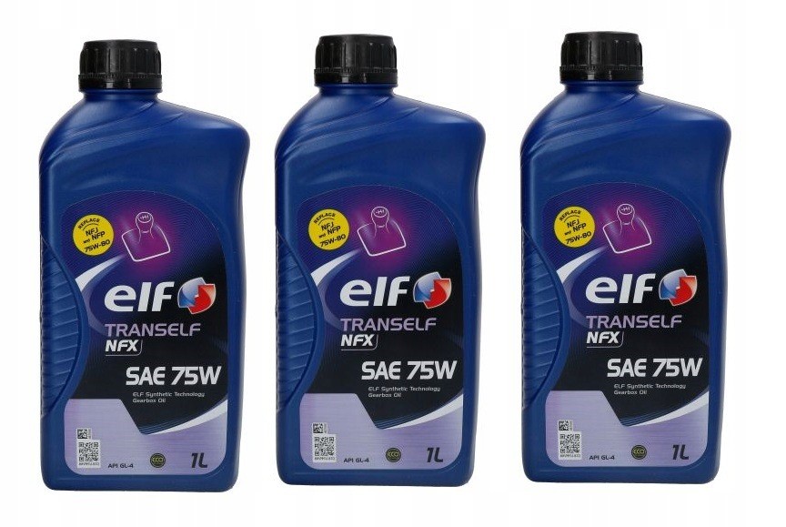 3x Olej przekładniowy do skrzyni biegów 75W Elf Tranself Nfx GL-4 1L