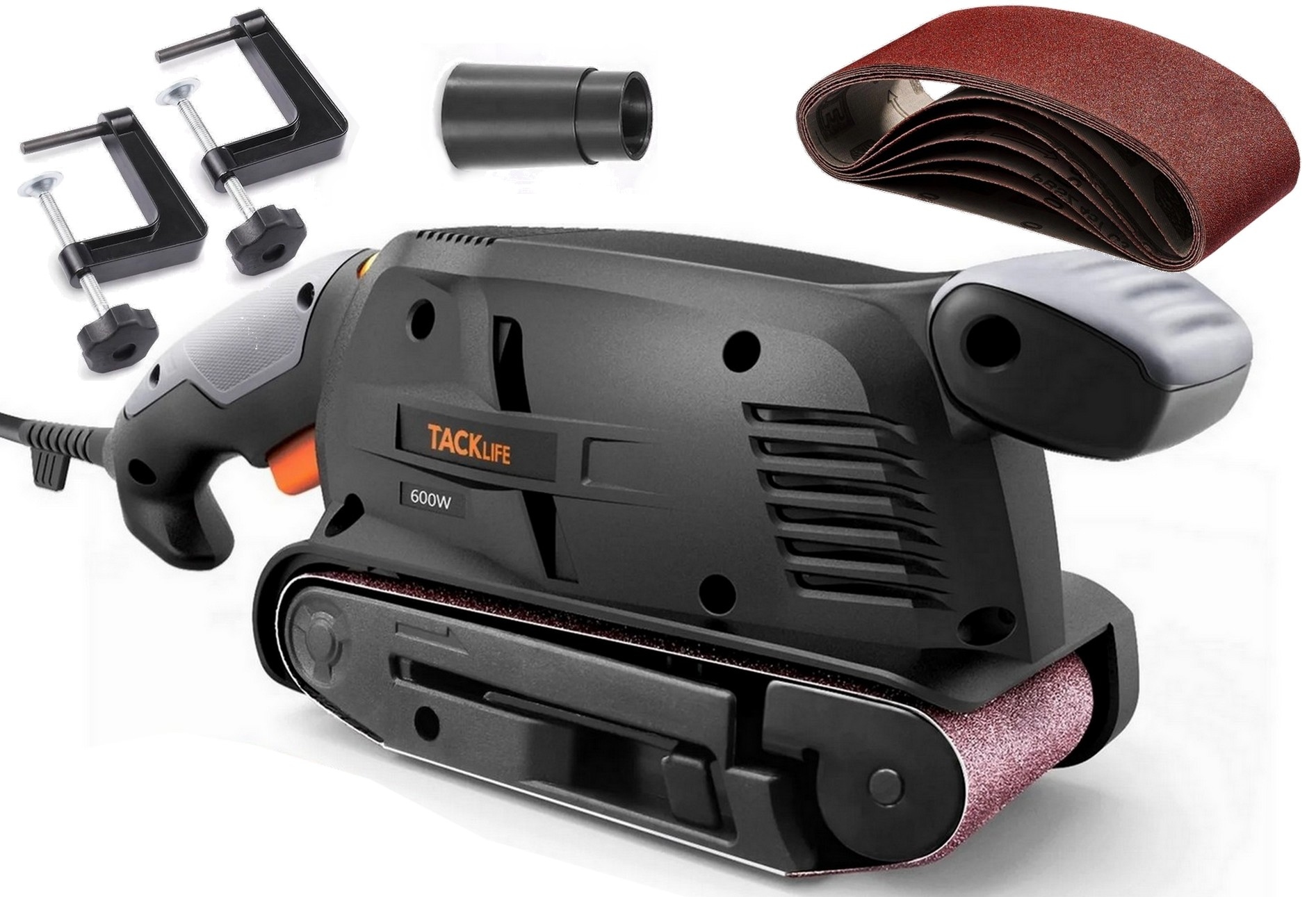 Tacklife B10 szlifierka taśmowa kombajn 600W z regulacją duży zestaw