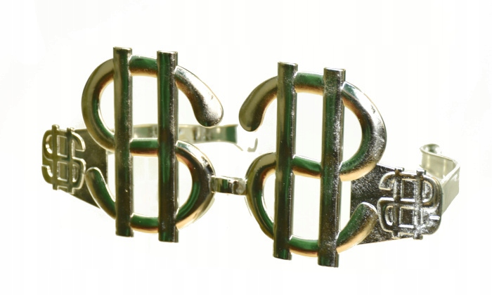 SREBRNE DUŻE OKULARY DOLARY FOTOBUDKA KARNAWAŁ