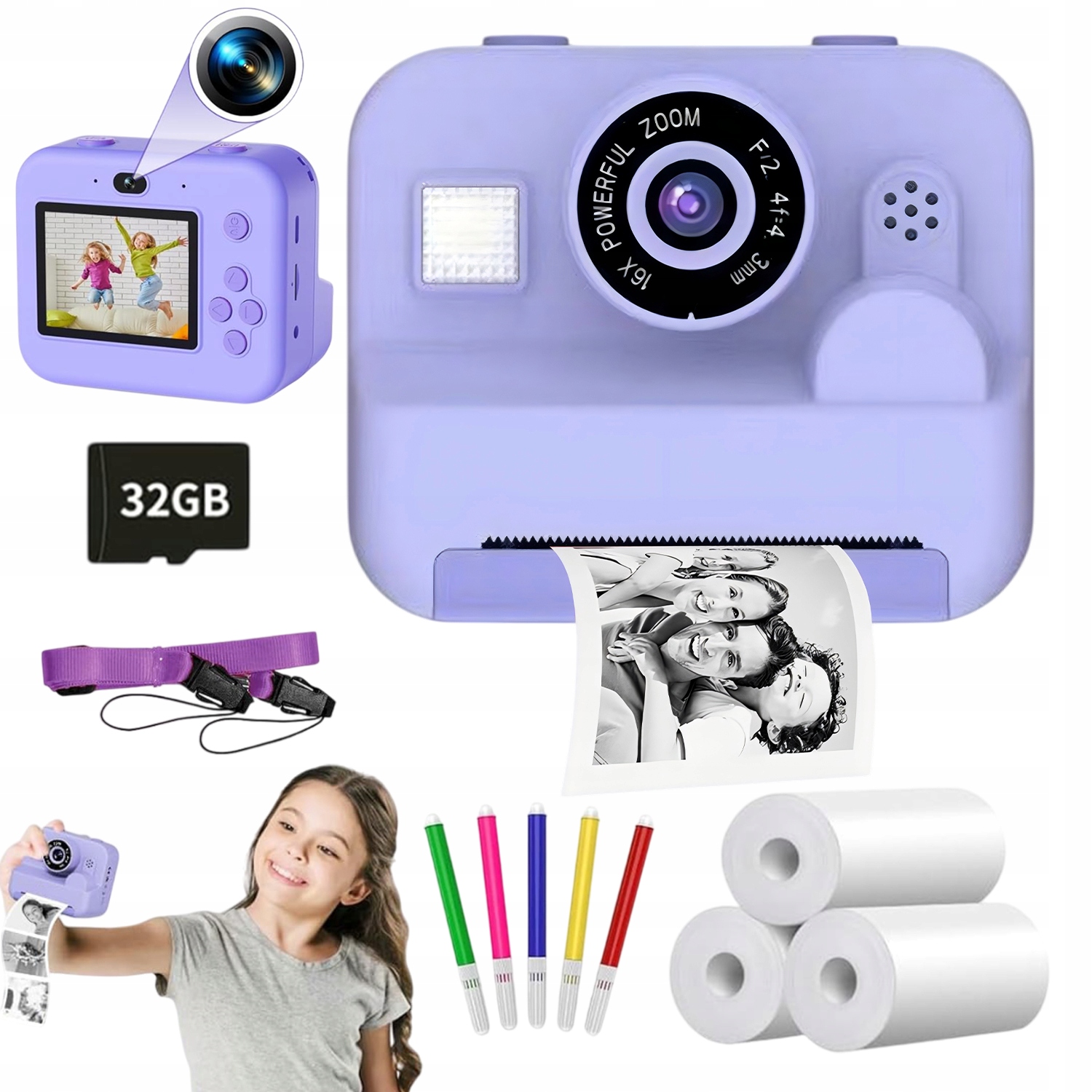Miniaturní Polaroidový Fotoaparát Pro Děti S 16X Zoomem A Bleskem