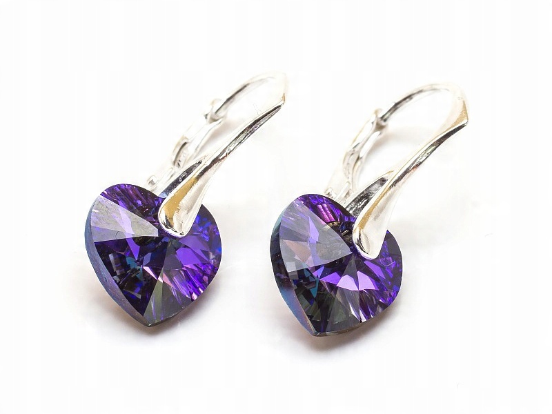 

Srebrne Kolczyki 925 z kr. Swarovski Serca 10 Hel