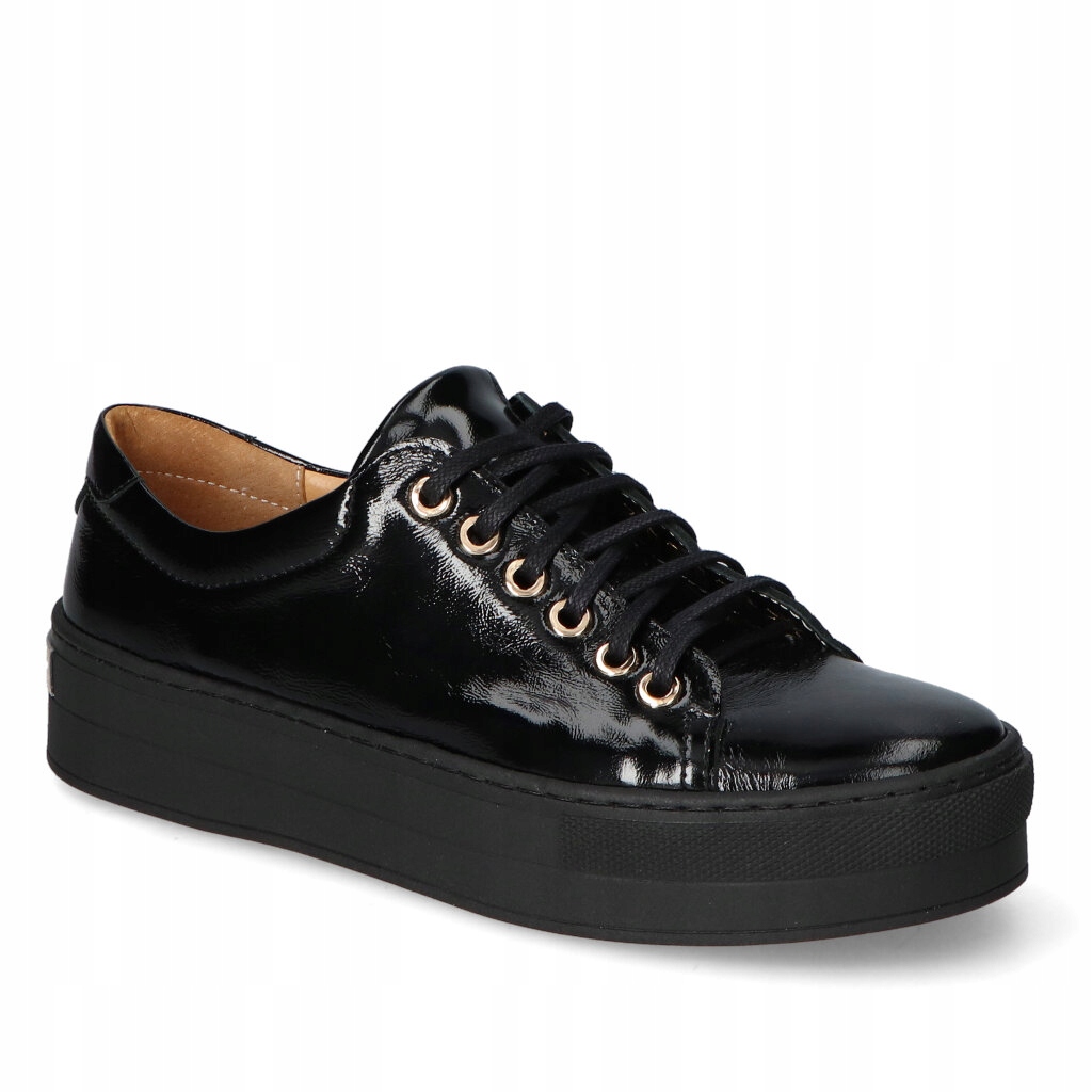 Póbuty Boty Dámské Kožené Tenisky Galant Černý lak 36