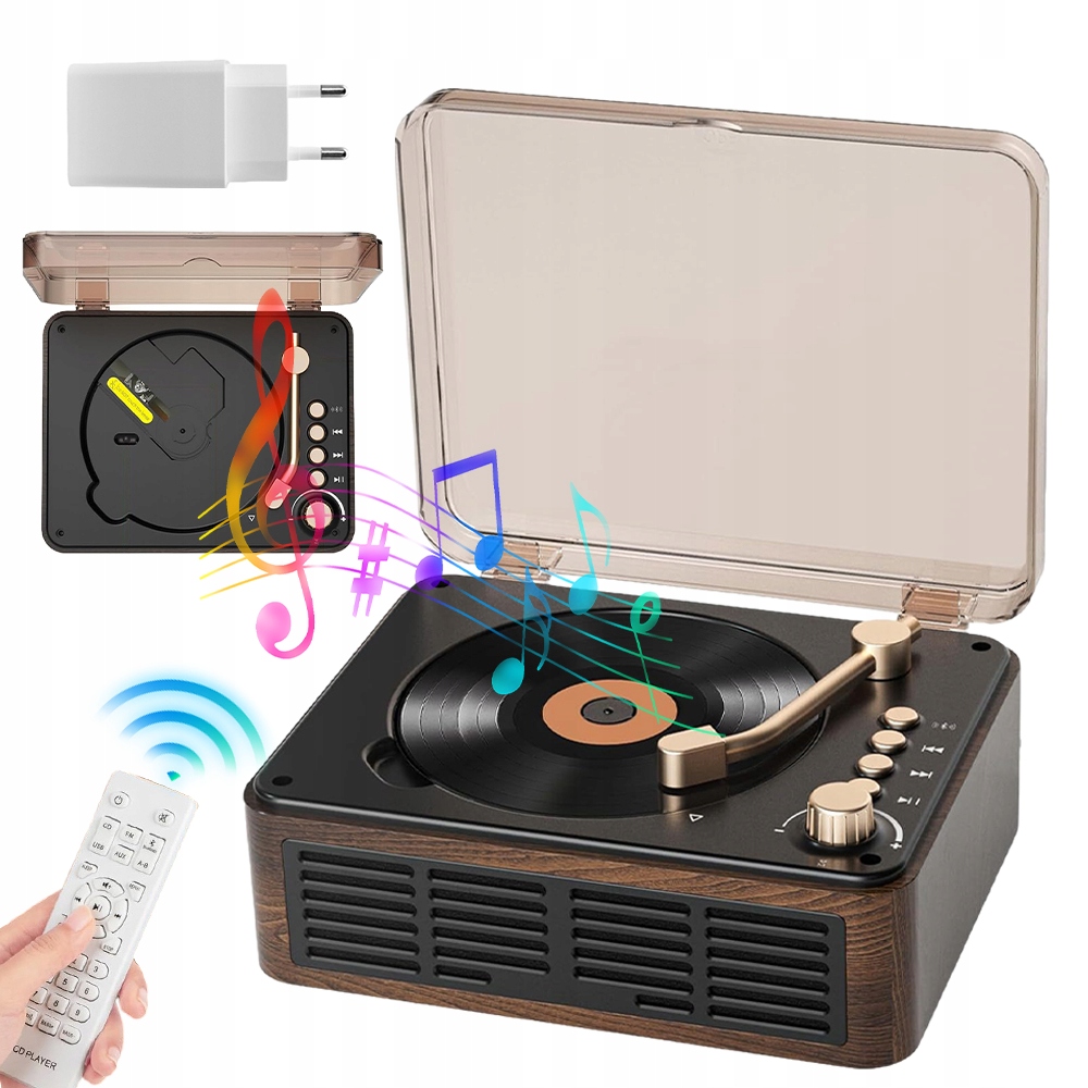 Přenosný Bluetooth CD Přehrávač S Retro Reproduktorem Home Suitcase CD Fm