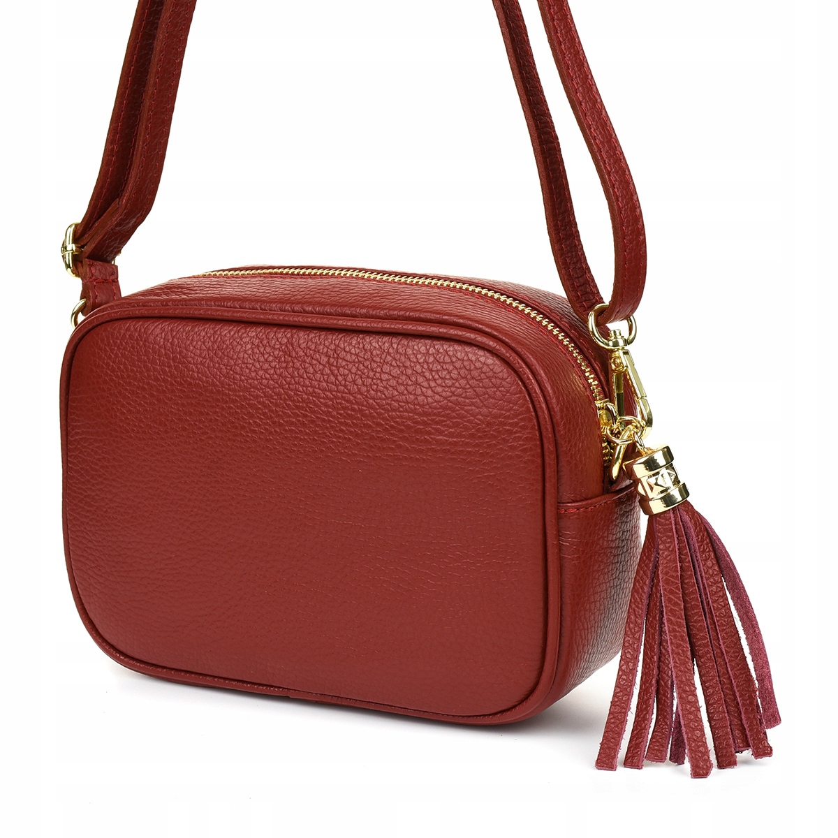 Dámská kožená kabelka přes rameno se střapcem, italská kůže na rameni