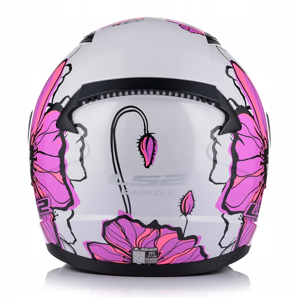 KASK MOTOCYKLOWY LS2 FF353 RAPID II POPPIES DAMSKI RÓŻOWY SYSTEM PINLOCK Rozmiar S