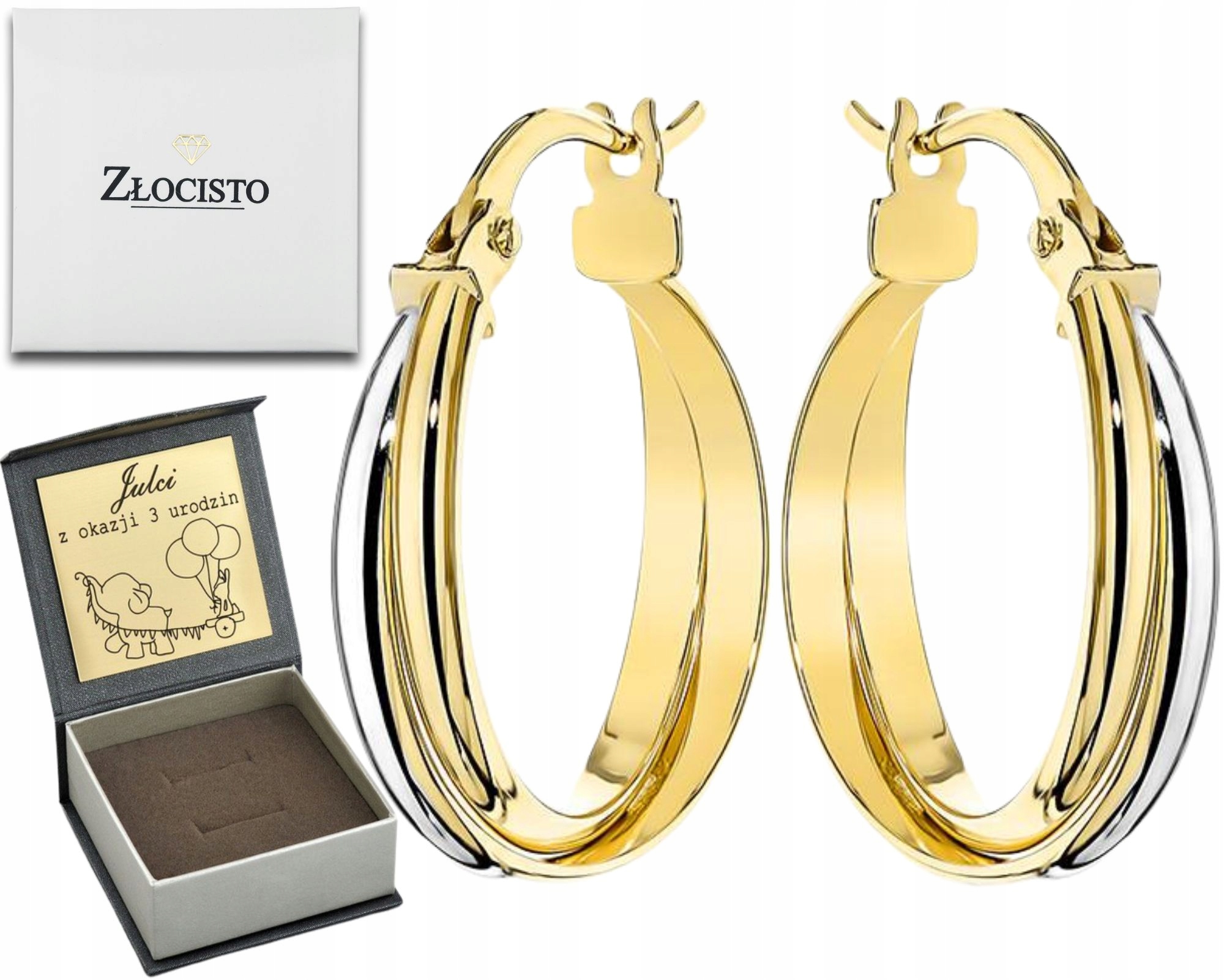 Náušnice Kola Kruszec 585 Dvě Barvy Zlata Jako Dárek
