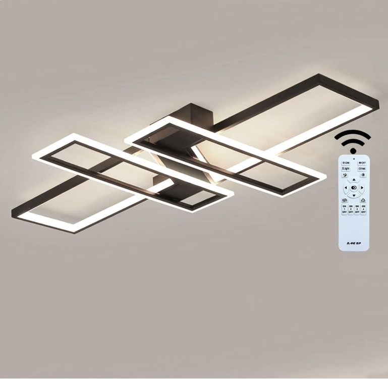 Závěsné Stropní Svítidlo 120CM Černé Led Lampa S Dálkovým Ovládáním Moderní 45W