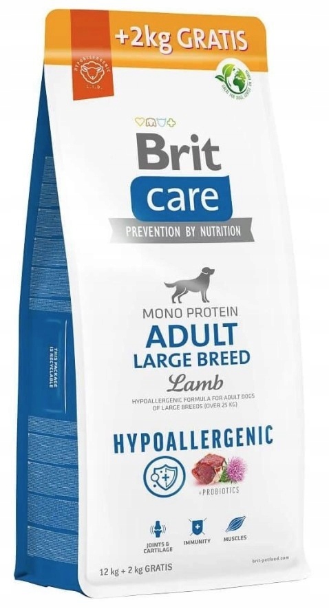 Brit Care Dog Hypoallergenic Adult Large Breed Lamb 12kg 2kg Gratis!