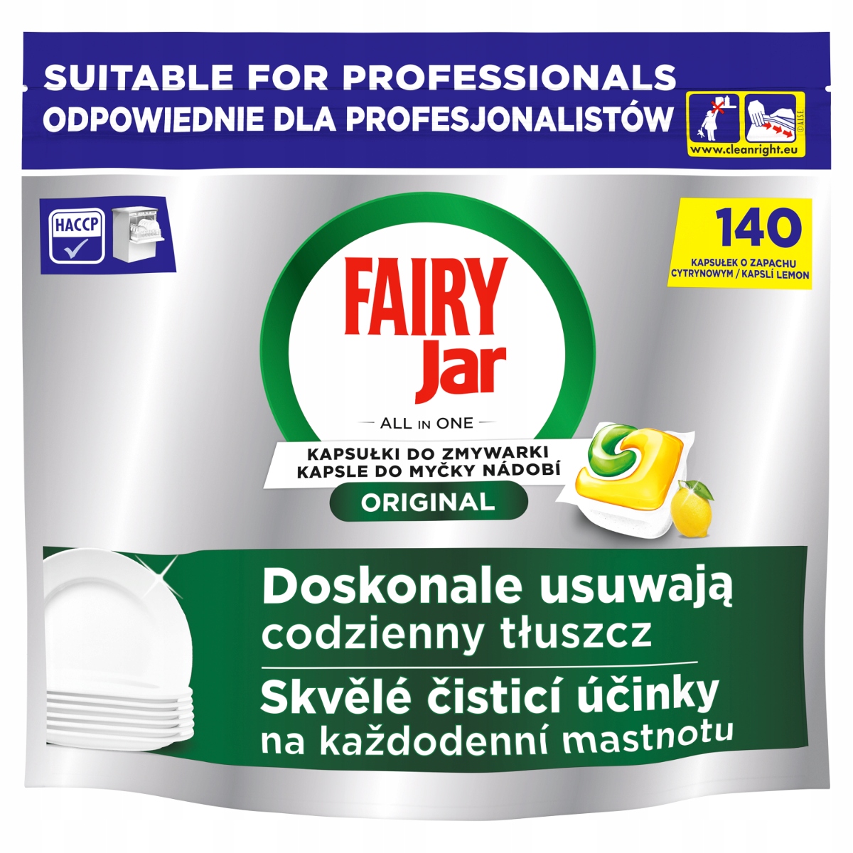Fairy Professional Original cytrynowe kapsułki do zmywarki, 140 kapsułek