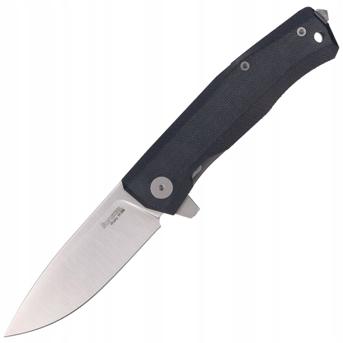 Nóż składany LionSteel Myto Black Canvas, Satin M390 by (MT01 Cvb)