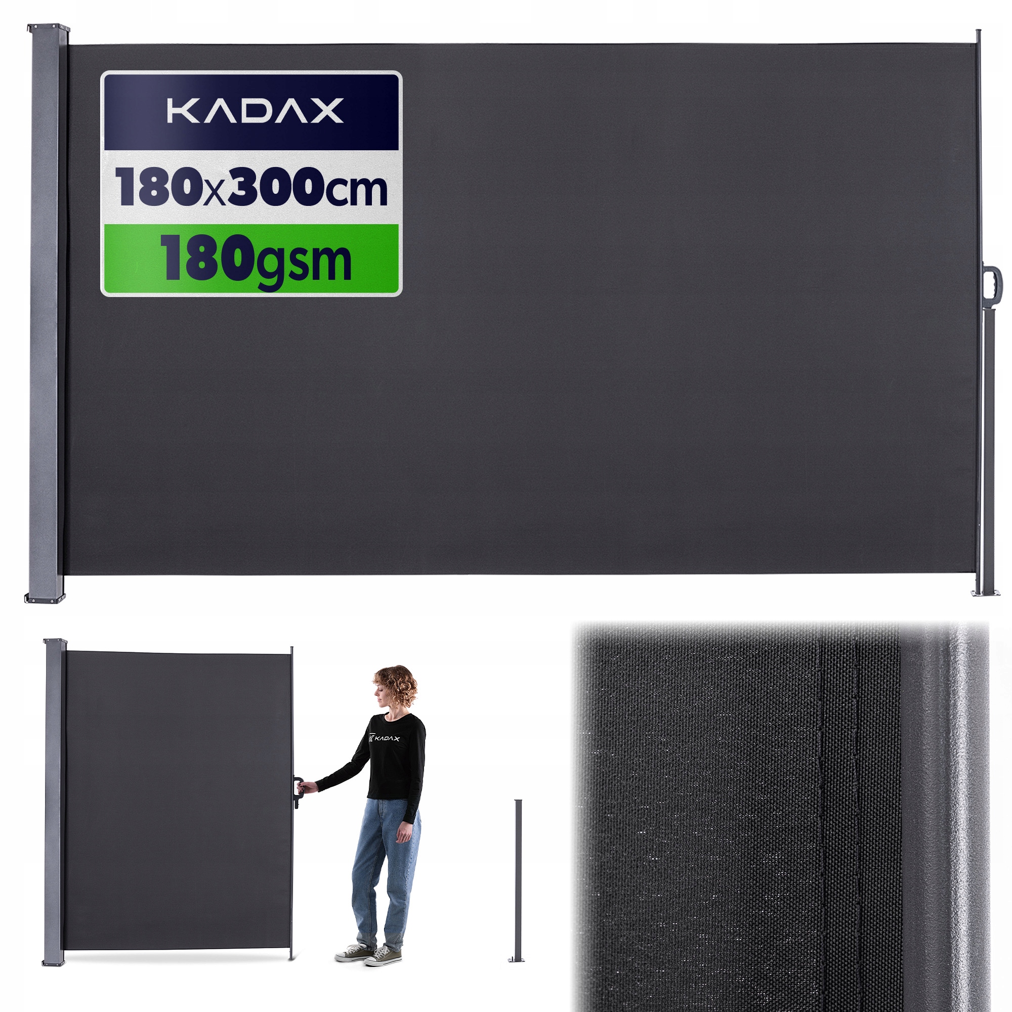 Bočná Terasová Markíza 300 cm 180 g Kryt Na Terasu Paraván Roleta Šedá
