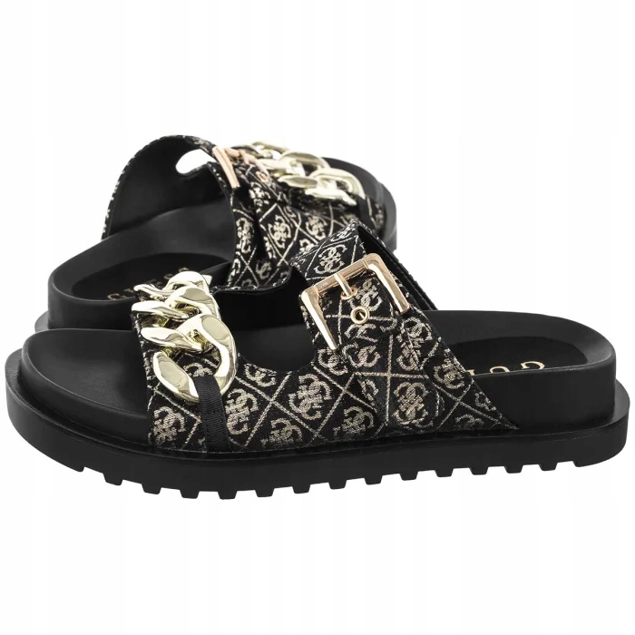 Letní boty Nazouváky Dámské Guess FATEMA2 Blkpl FL6FT2 Černé