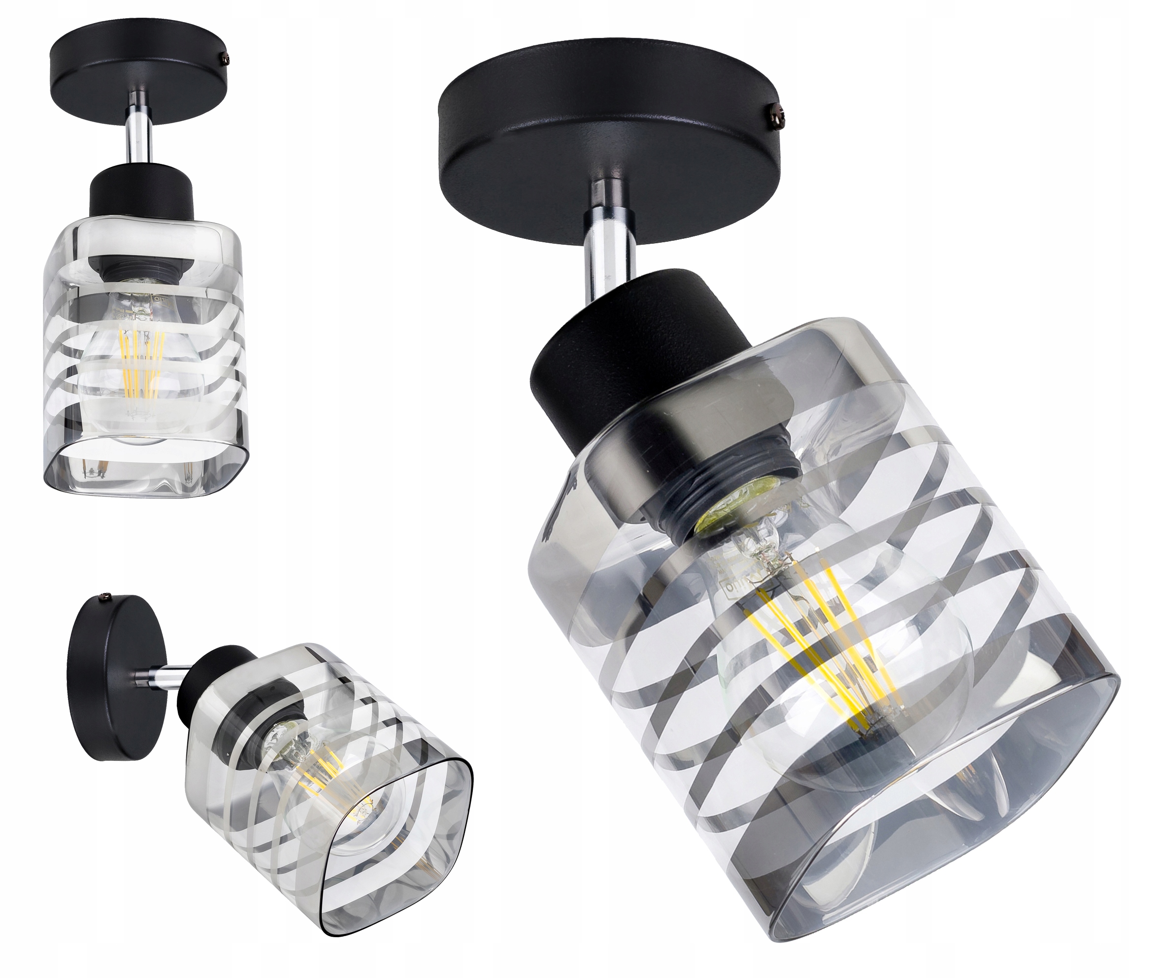 

Lampa Kinkiet żyrandol ruchomy loft klosz Szklany