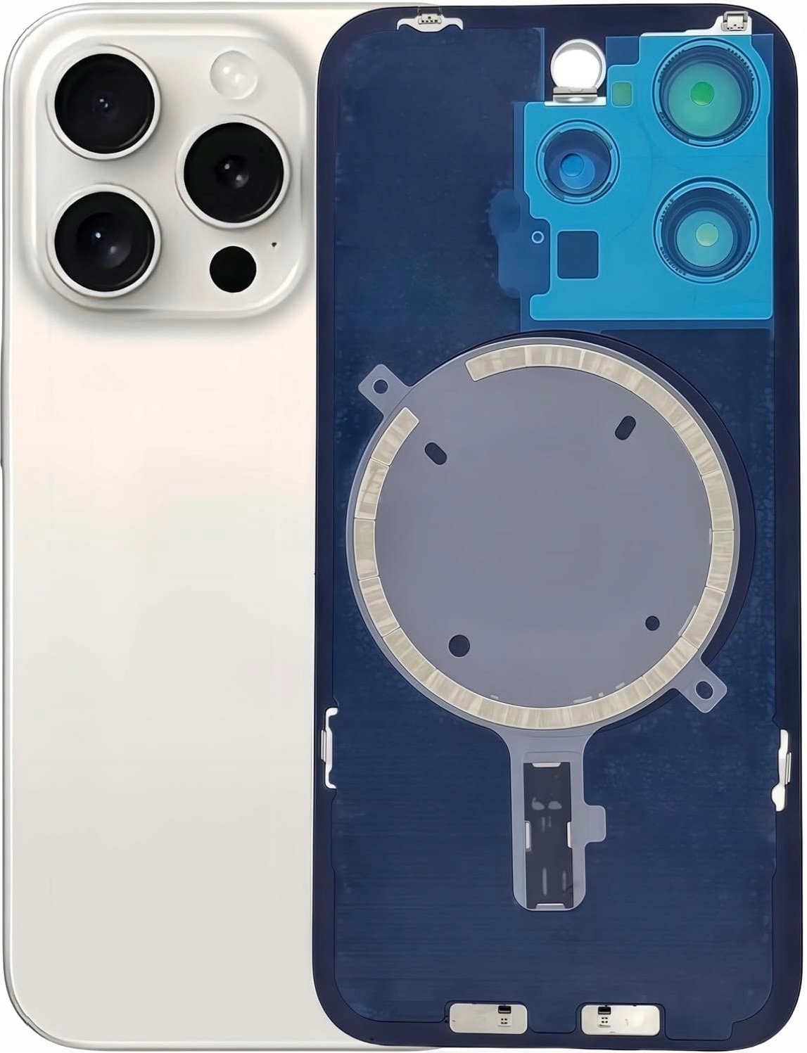 Pełna Obudowa Tył Klapka Iphone 15 Pro Max Tytan Biały Magnesy