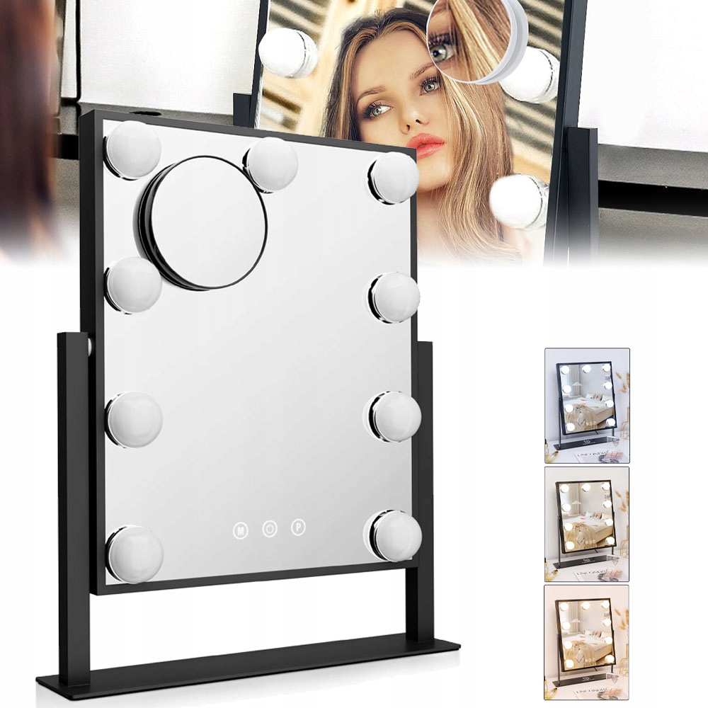 Kosmetické podsvícené zrcátko na make-up 9 Led Hollywood s 9 žárovkami