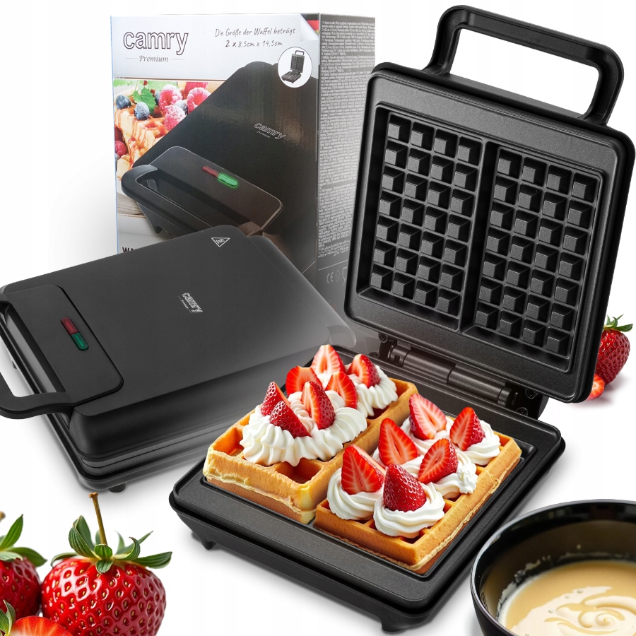 Gofrownica 2 Duże Gofry Mocna Niewyciekająca Non-stick Czarna Matowa CR3092