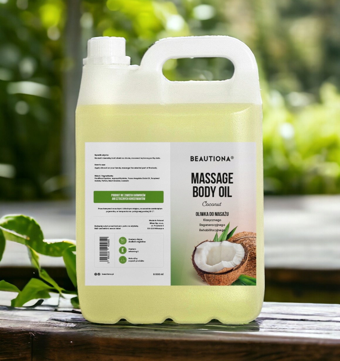 OLIWKA OLEJEK DO MASAŻU CIAŁA TWARZY KOKOS 5000 ML BEAUTIONA Marka Beautiona