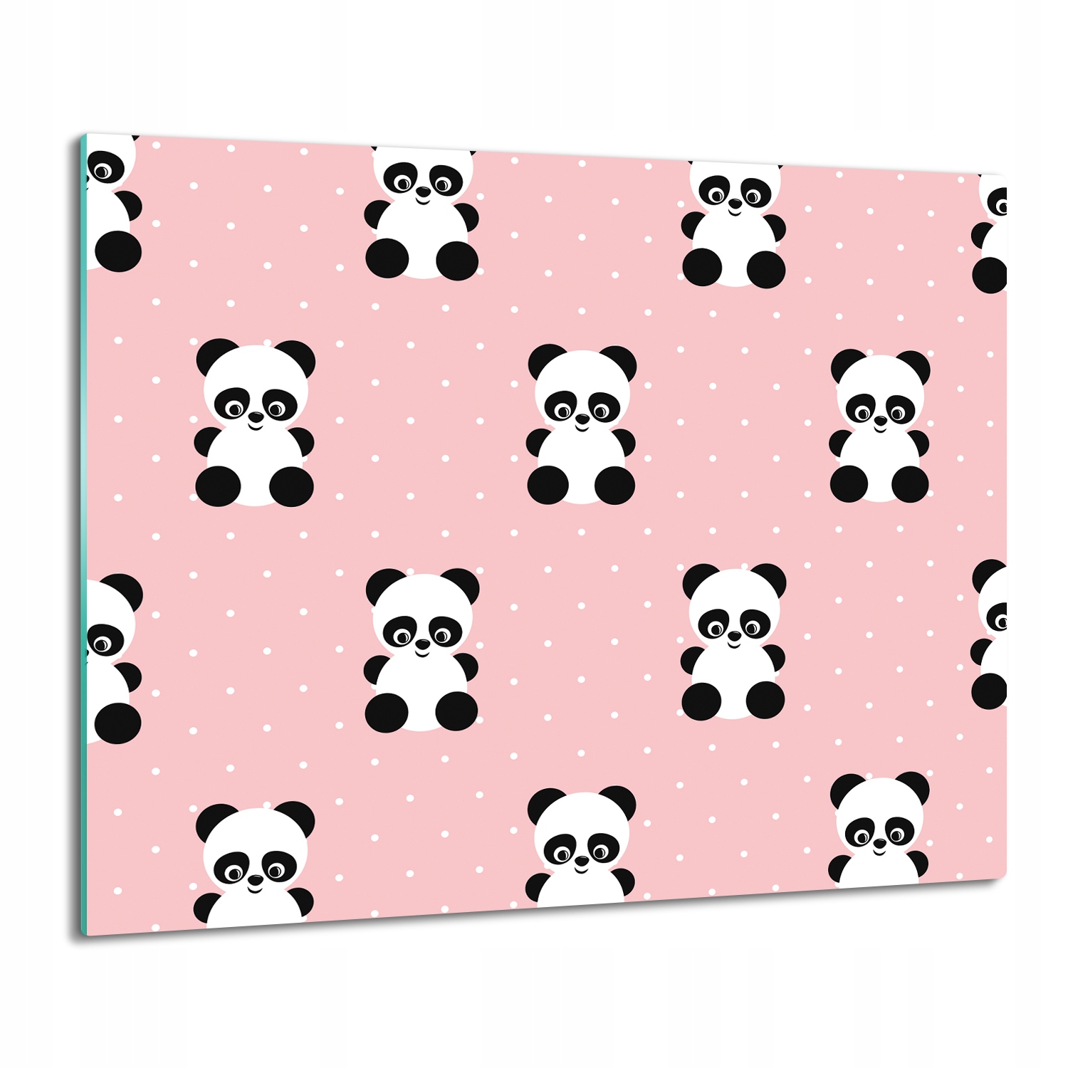 skleněná kuchyňská krytka Panda s růžovými body 60x52