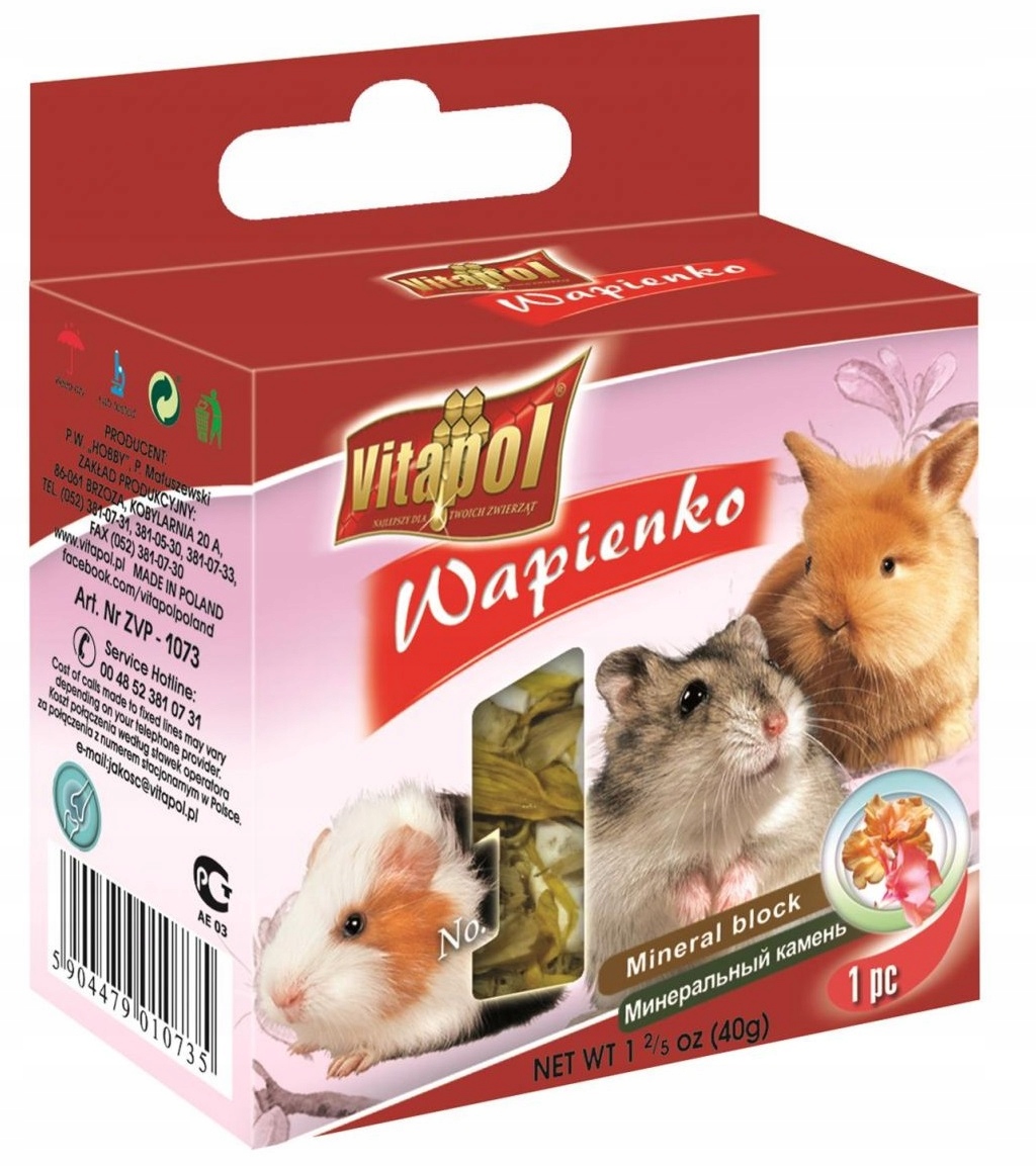 KOSTKA WAPIENNA DLA GRYZONI KRÓLIKA KWIATOWA