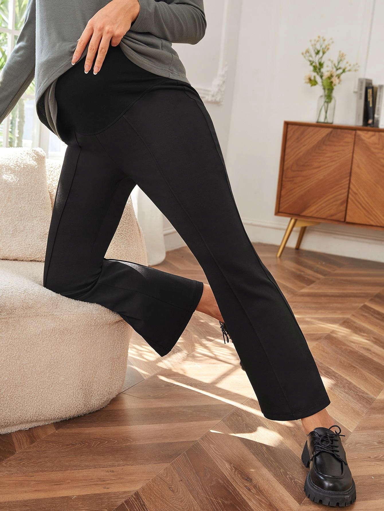 CZARNE PROSTE ELEGANCKIE SPODNIE WYSOKI STAN CIĄŻKA SHEIN 44 Rozmiar 44