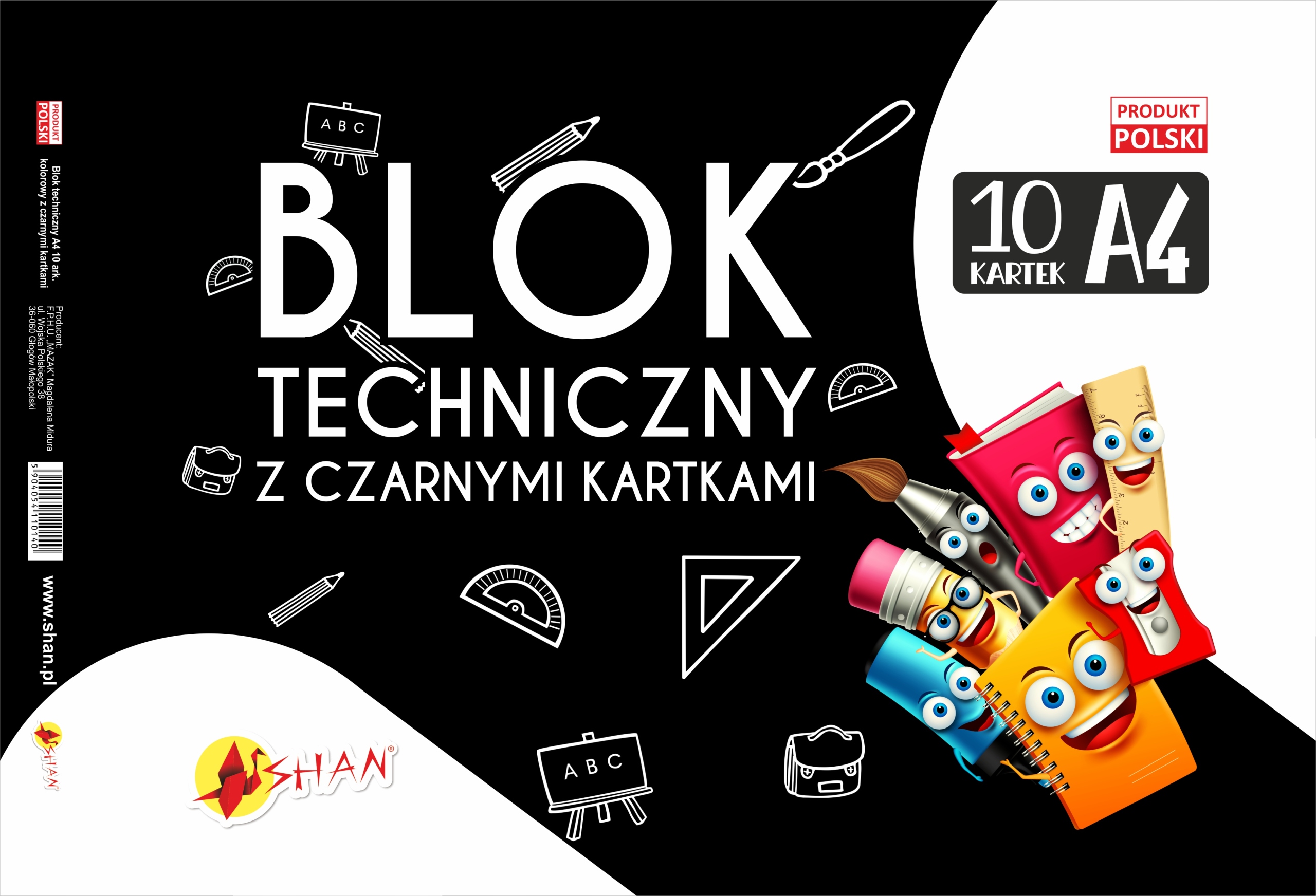 Blok techniczny z czarnymi kartkami A4