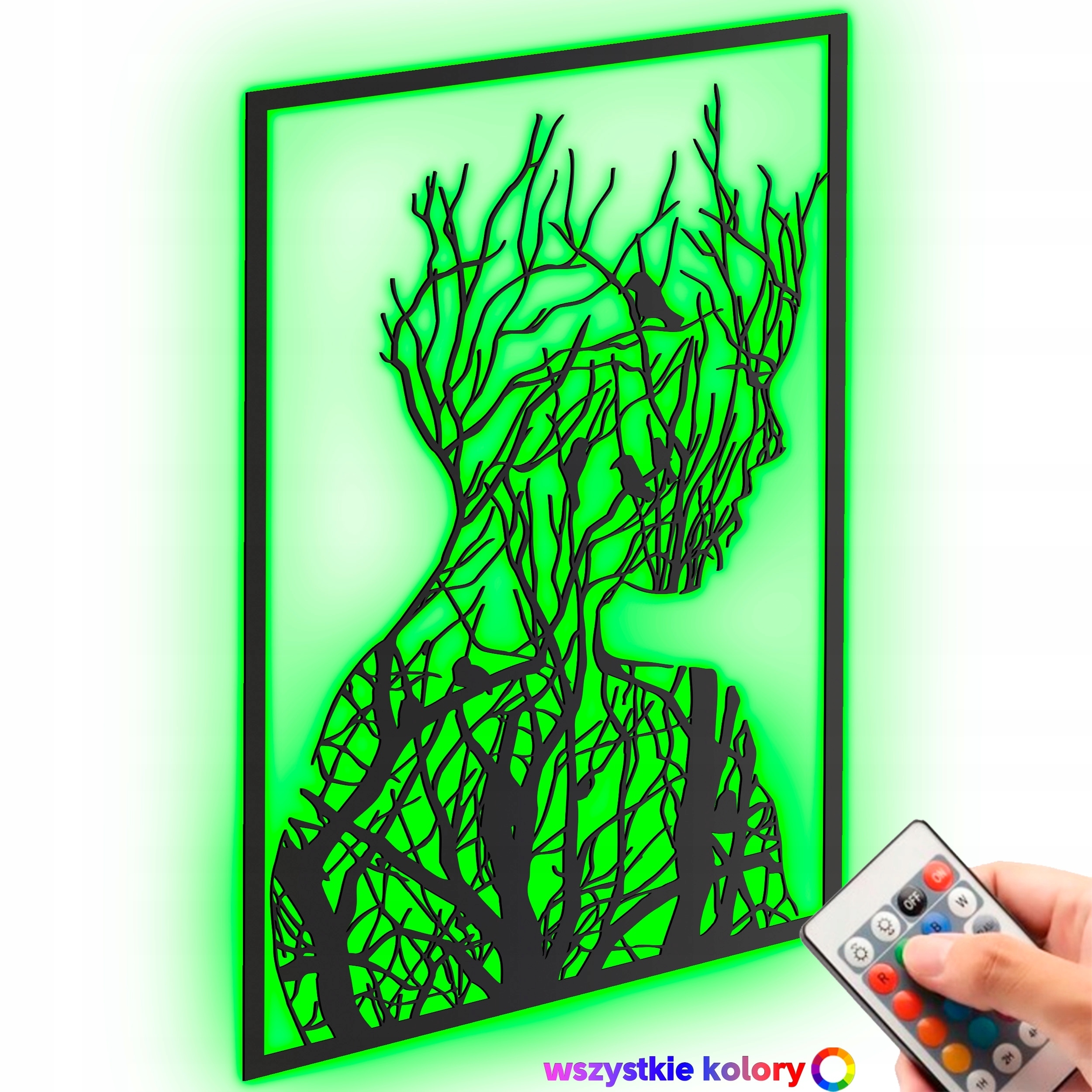 Dřevěný 3D obraz Strom ve stylu loftu Nástěnná Dekorace Noční Lampa Led