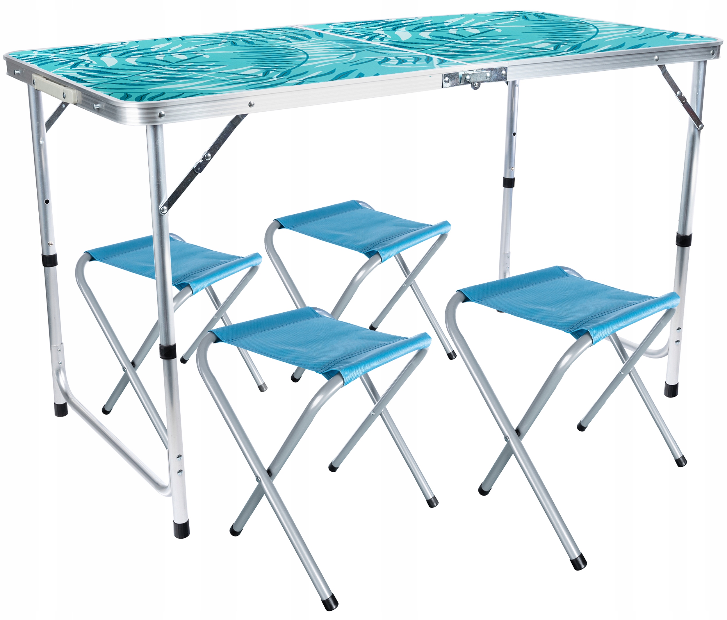 STÓŁ Biwakowy Stolik Składany 120x60x70cm + 4 STOŁKI ZESTAW TURYSTYCZNY Długość 120 cm