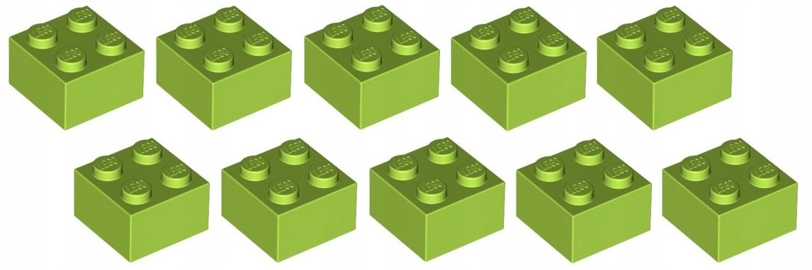 

Lego cegła, klocek 2x2 limonka 10 szt. 3003 Nowy