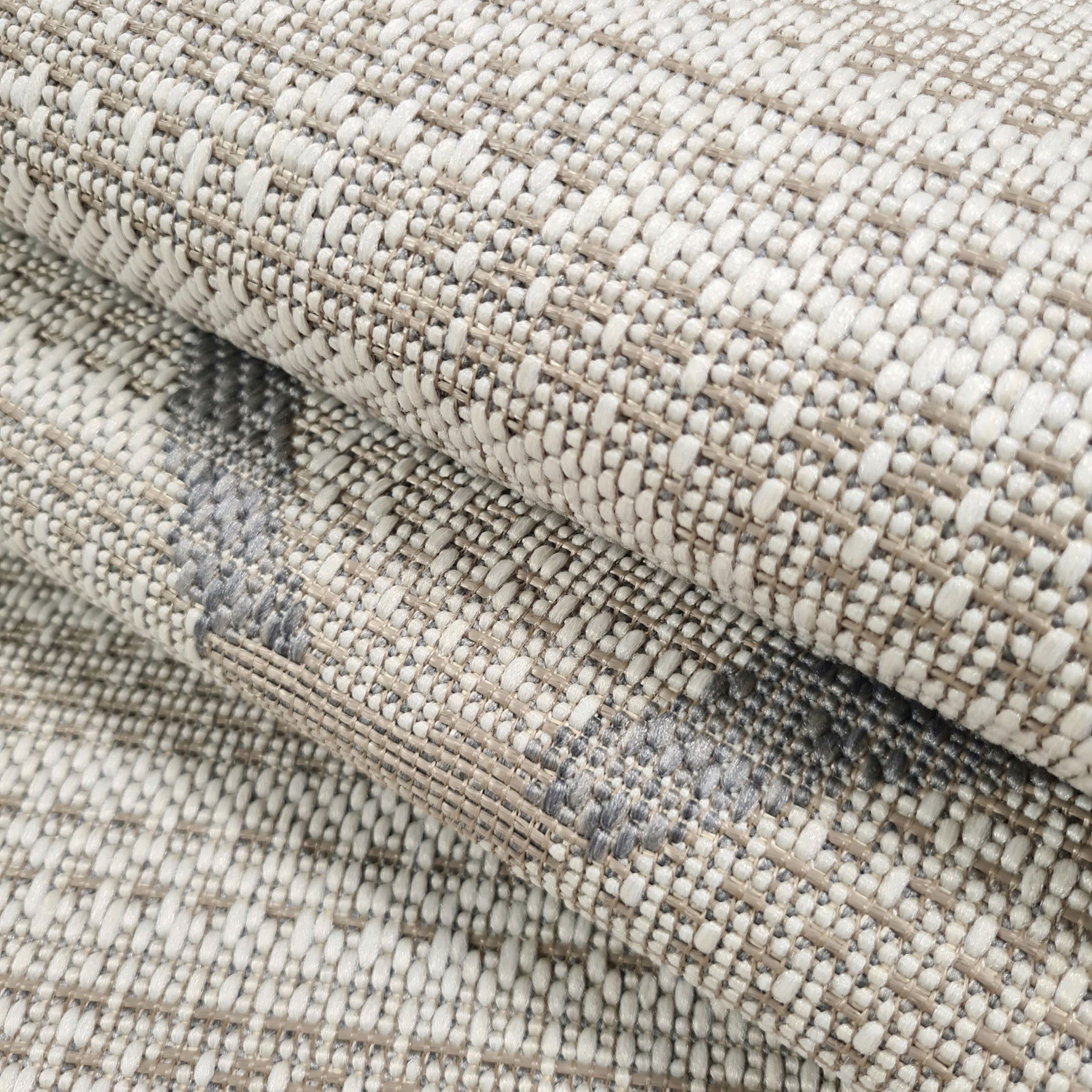 DYWAN ZEWNĘTRZNY TARASOWY SZNURKOWY NA TARAS BALKON BOHO TKANY LOFT 120x170 Kolor beżowy kremowy odcienie szarości