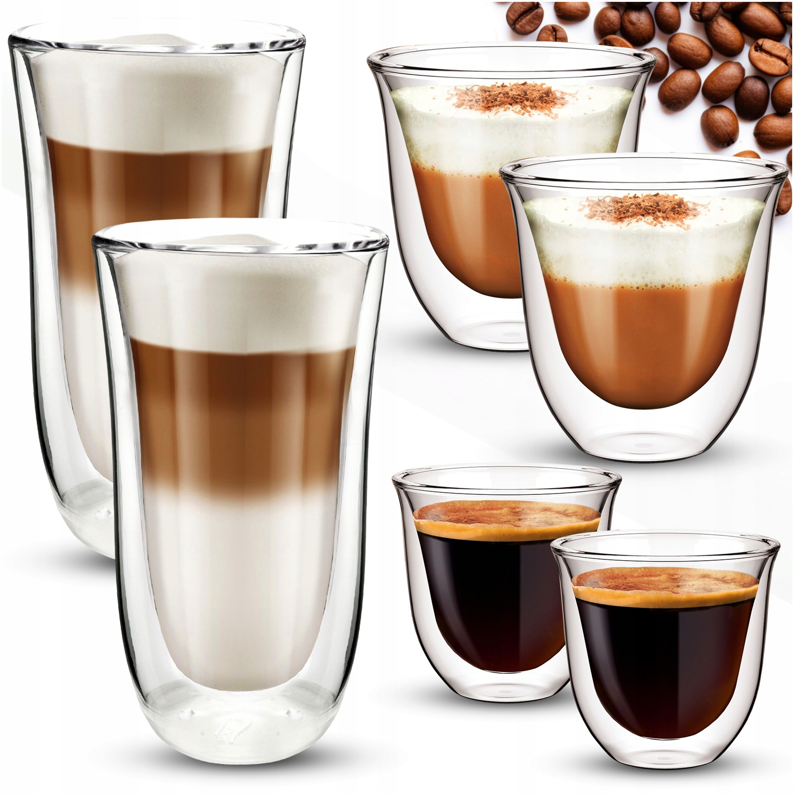 Szklanki Termiczne do kawy Espresso, Latte i herbaty Aqualogis 6 szt.