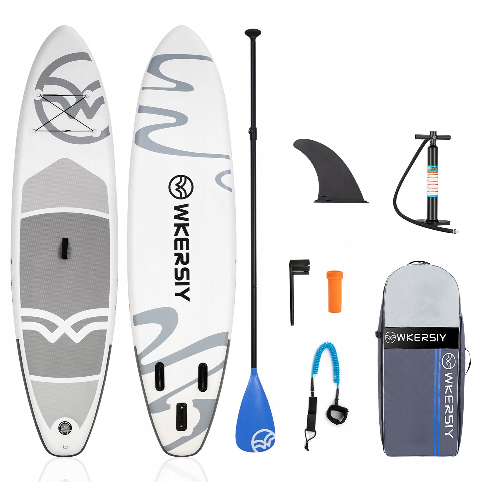 POMPOWANA DESKA SUP - STAND UP PADDLE - 320CM Z WIOSŁEM I TORBĄ -Szary