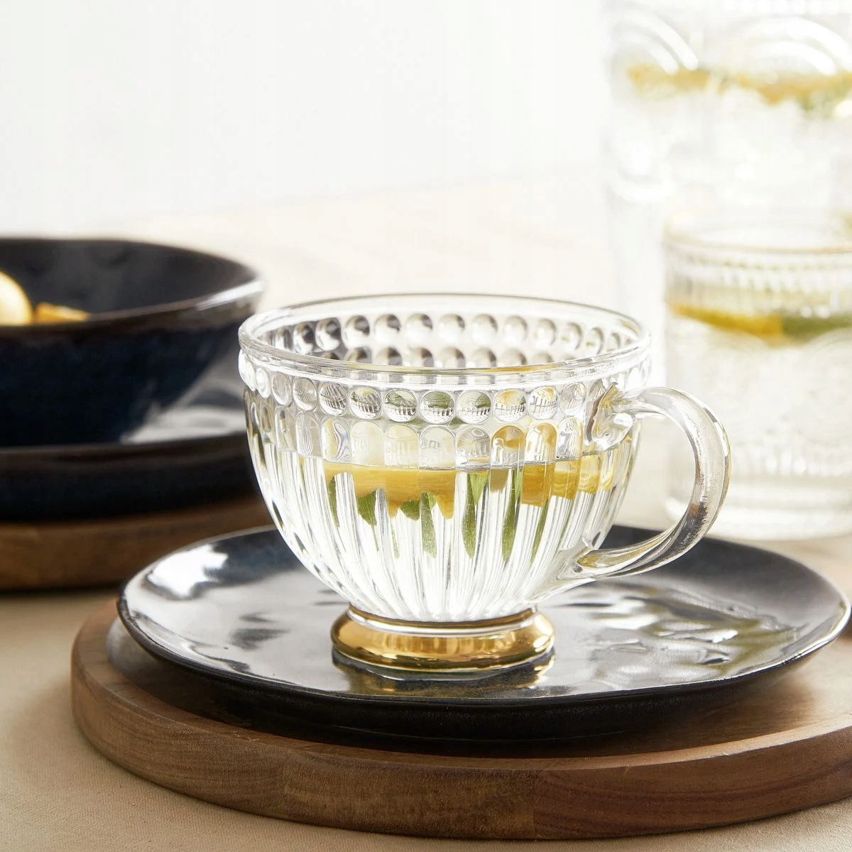 Filiżanka BARREL szklana w paski do kawy herbaty 360 ml na prezent 1szt EAN (GTIN) 5904183808086