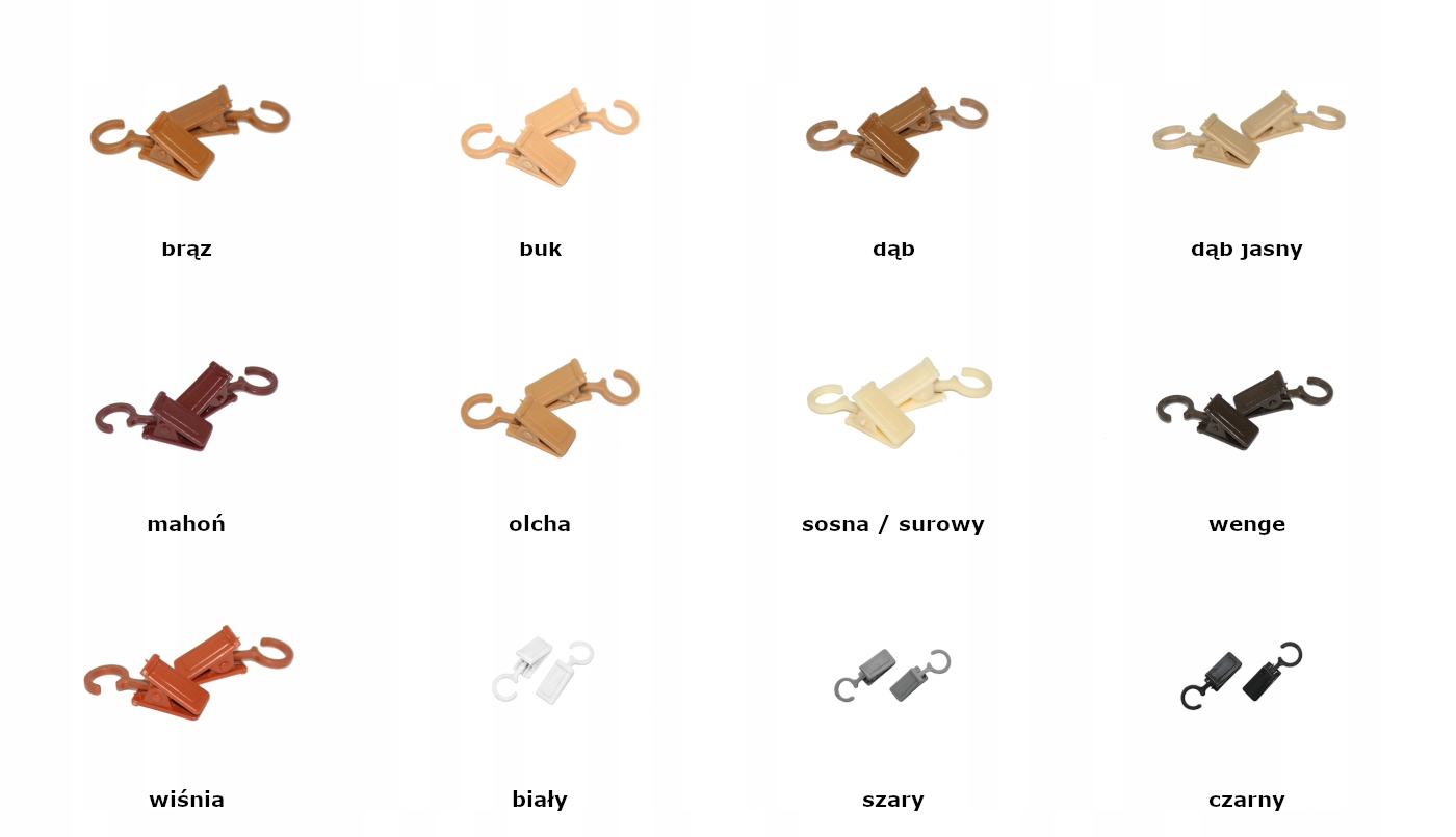 ŻABKI DO KARNISZA FIRANEK mahoń 10 szt Kolor inny kolor