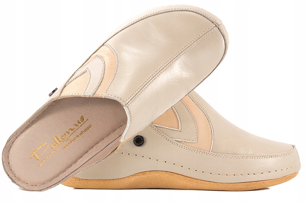 Pollonus 0624 Dámské Nazouváky Plné Koturn Kůže krémové 41