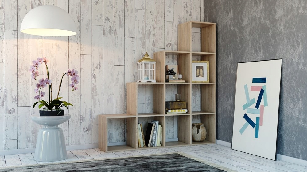 REGAŁ KOMOROWY NA KSIĄŻKI ZABAWKI KWADRAT SŁUPEK SZAFKA KOMODA DĄB SONOMA Stan opakowania oryginalne