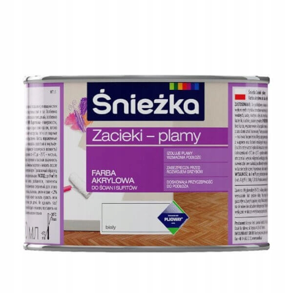 

Farba Akrylowa Zacieki-Plamy Biała Mat 0,4L Śnieżk