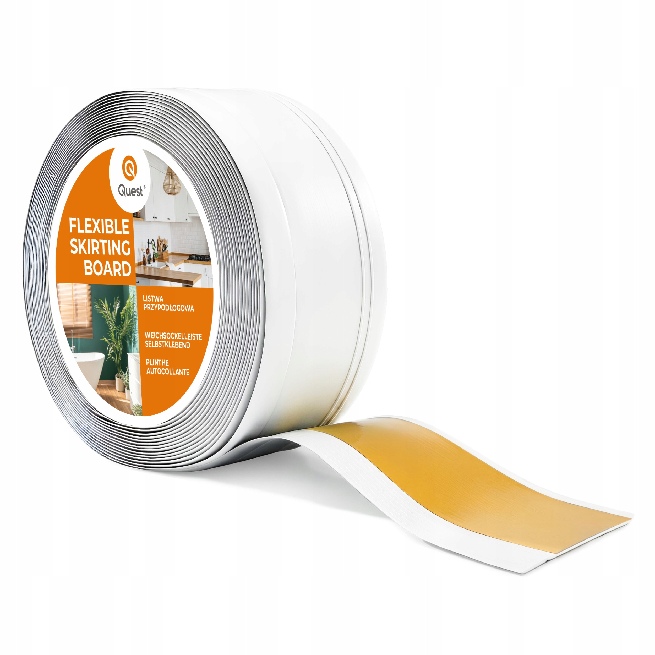 Podlahová lišta samolepicí Pvc, lišta Dekor, 70x20 mm, bílá 10 m