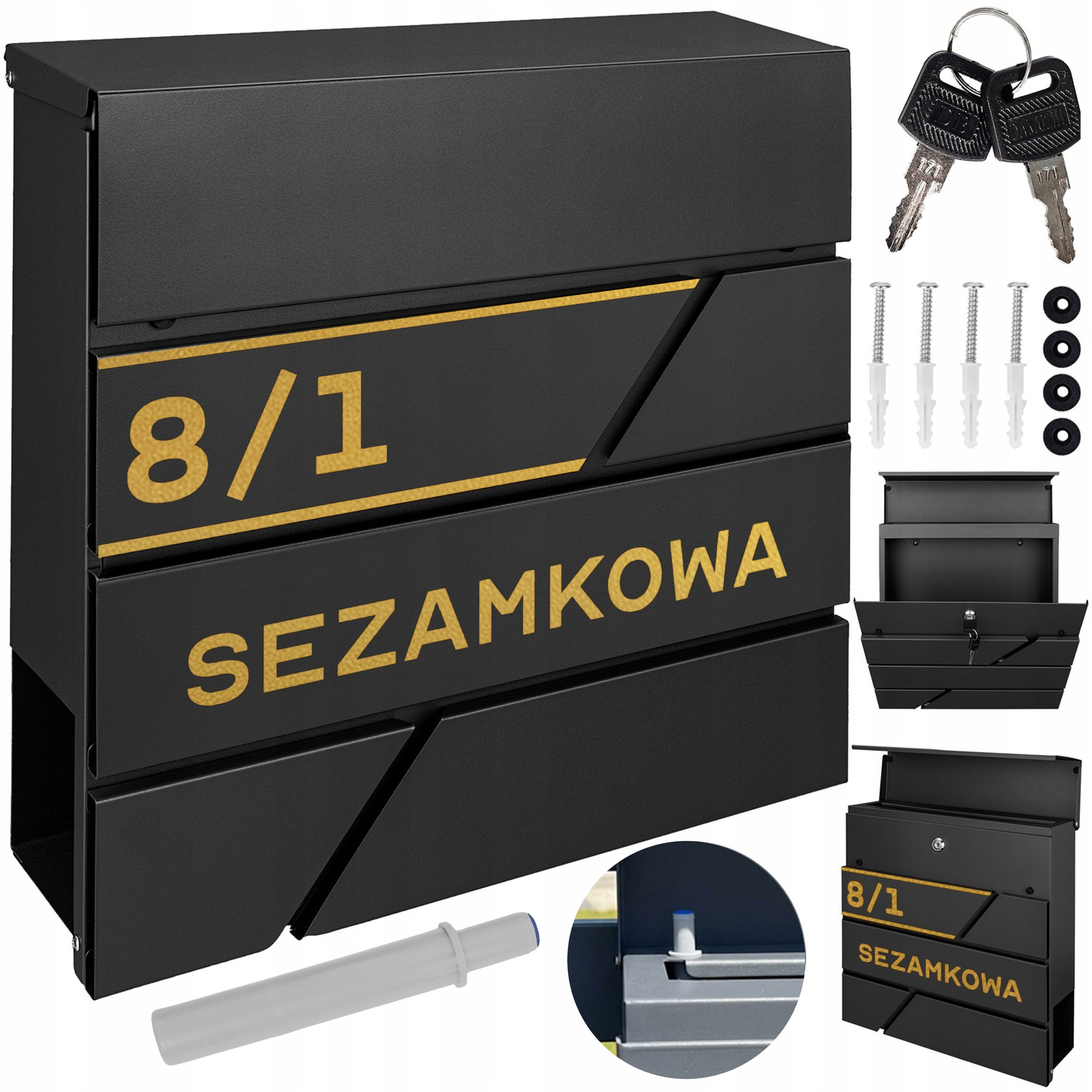 Poštovní Schránka Noviny Poštovní Černá Zlatý Vzor