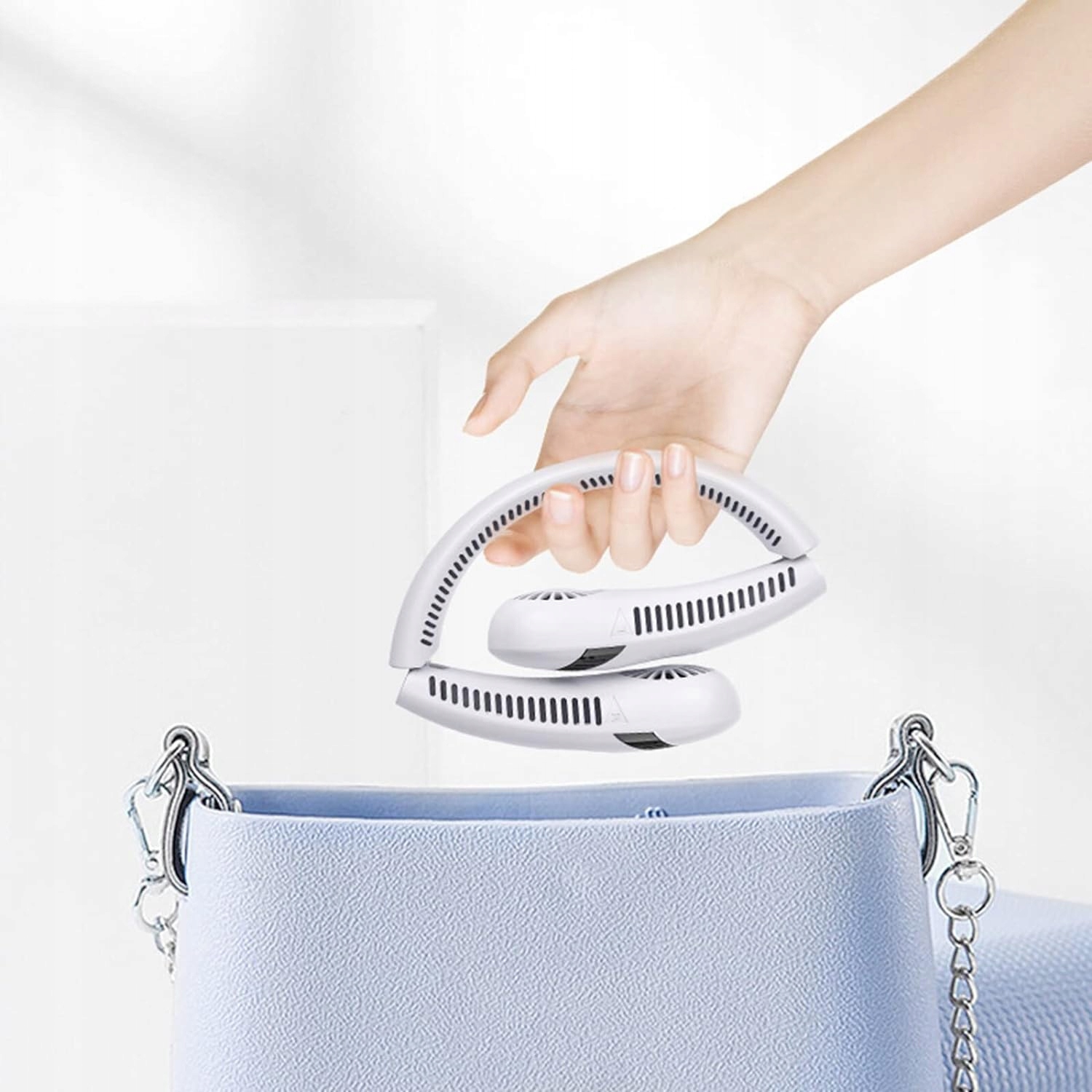 PRZENOŚNY WENTYLATOR NA SZYJĘ SKŁADANY Z WYŚWIETLACZEM LED BATERIA 5000 MAH Rodzaj wentylatora mini