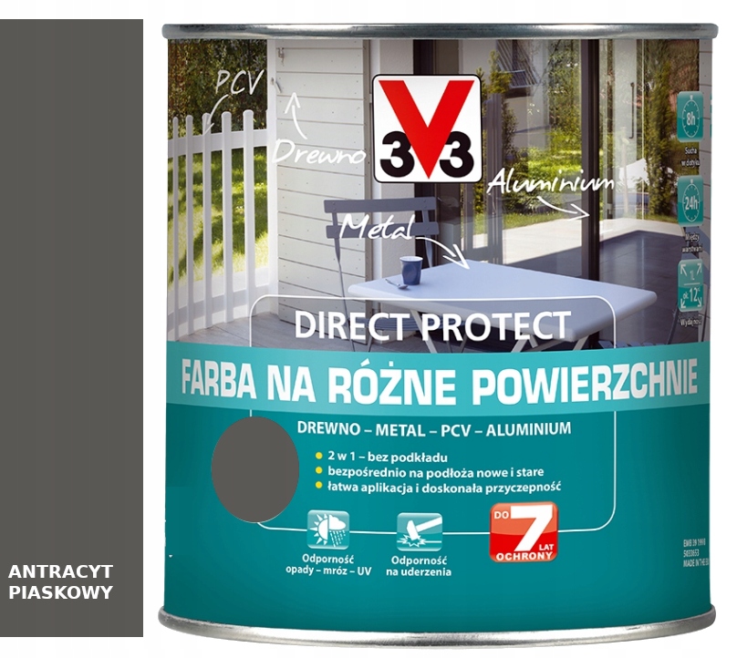 V33 Direct Protect barva na různé povrchy antracit písková 2,5L