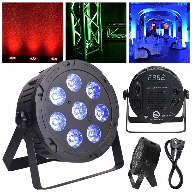 Światło Dyskotekowe Oświetlenie Sceniczne Led LIGHT4ME Quad Par 8x10W Rgb